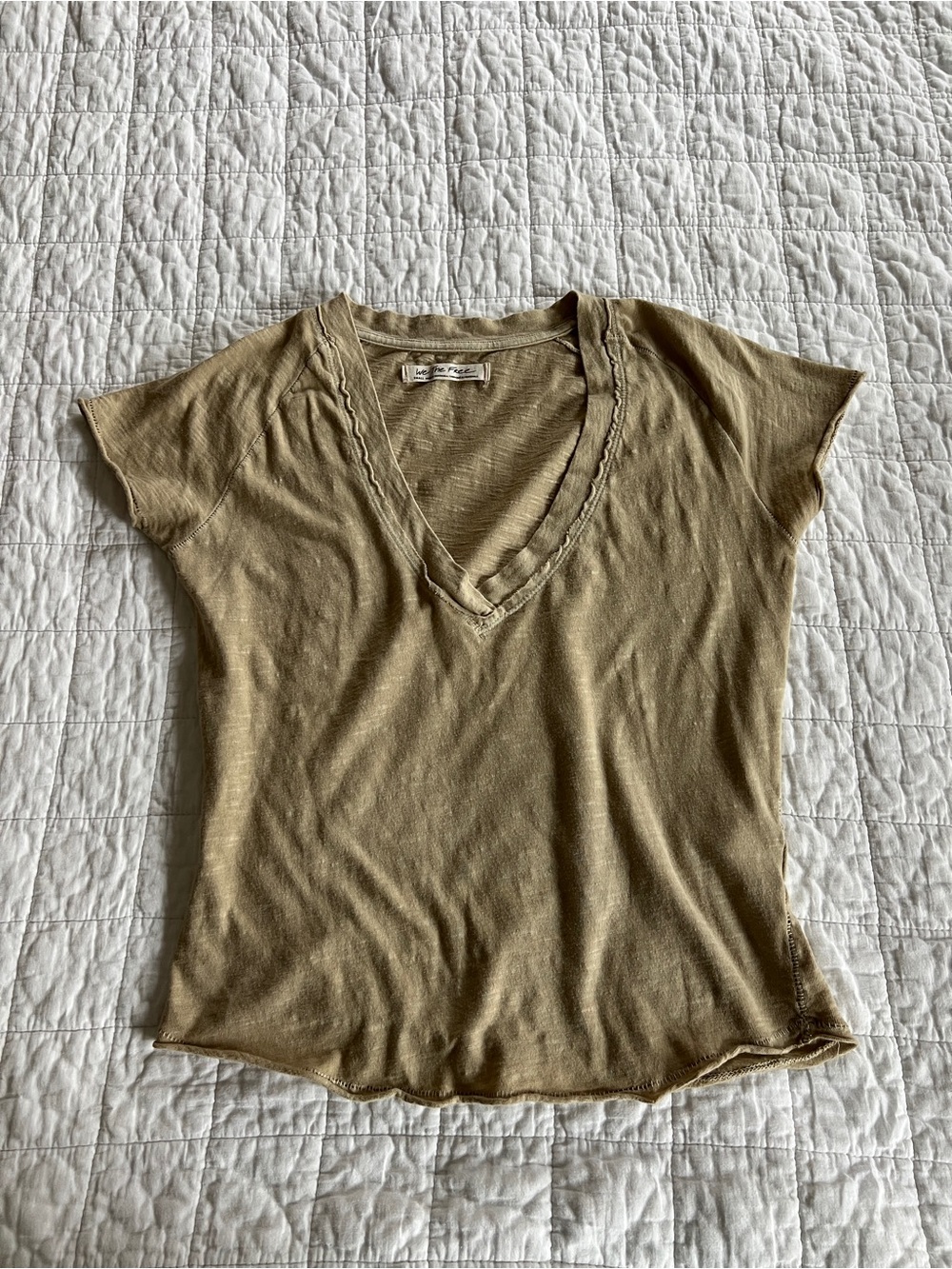 We The Free Slub V-Neck Tee in Olive